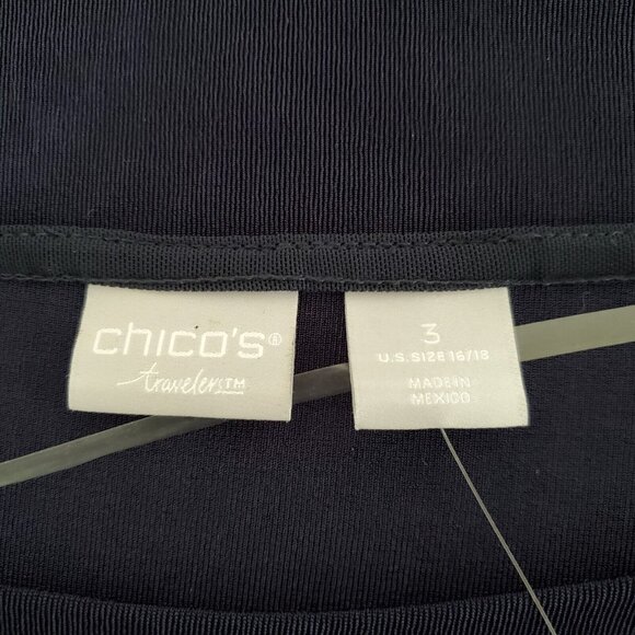 Chicos Travelers Womens Cut Out Beaded Shoulder Tunic Top Size 3 US XL Slinky - Picture 6 of 11